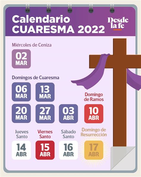 calendario de semana santa 2022